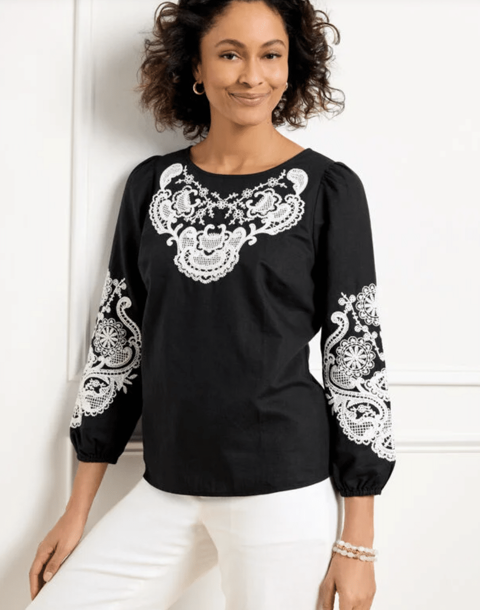 Tops with 3/4 Sleeve for Women Over 50 talbots tania stephens fashion